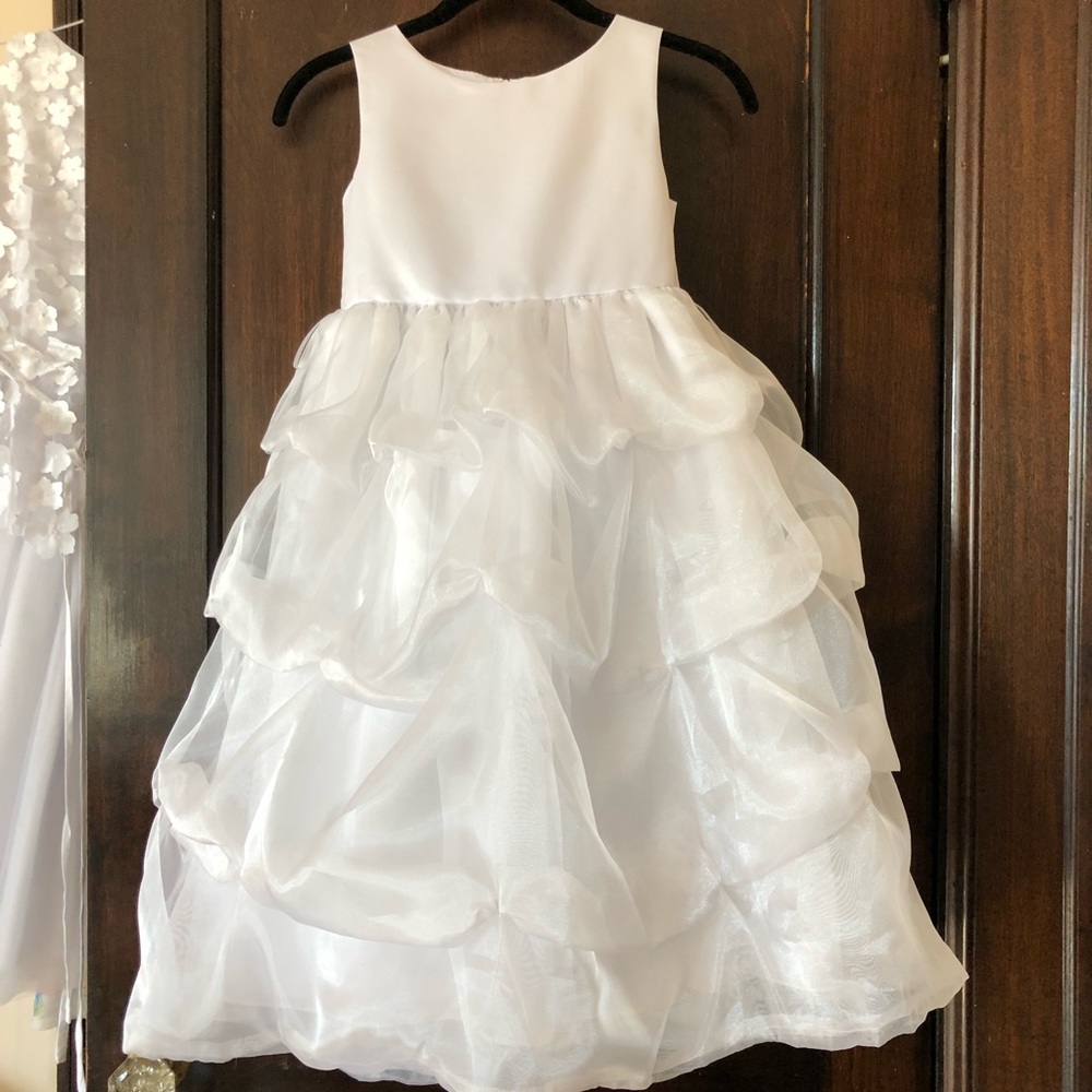 Beautiful solid white girls dress WONDER GIRL size 8 communion flower girl - Picture 3 of 12